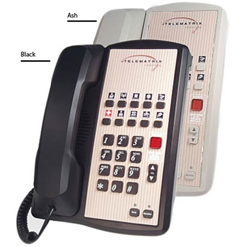 Telematrix 2800MWD B Single-Line Hospitality Speakerphone with 10 Guest Service Buttons - Black